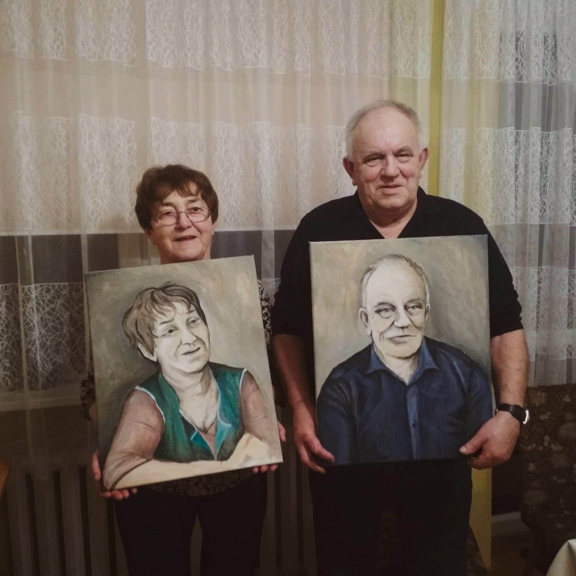 Portret malarski akrylem na płótnie, 50x40cm