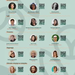 Kolaż zdjęć specjalistów (psychologów, psychoterapeutów, coachów) z serwisu zaufanyterapeuta.eu, pogrupowanych tematycznie (strata i żałoba, lęk, trauma, depresja, zdrada i kryzys w związku), każdy...