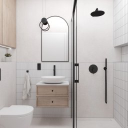 Modernistyczna łazienka z prysznicem. 