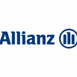 Logo firmy Allianz na białym tle, w kolorze ciemnoniebieskim.