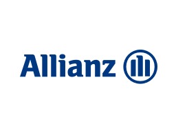 Logo firmy Allianz na białym tle, w kolorze ciemnoniebieskim.