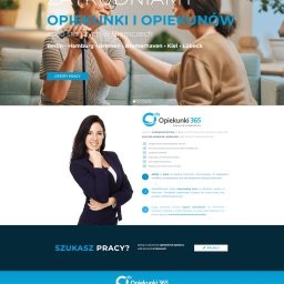 1000 MIAST TOMASZ WILKOSZ - Strona internetowa agencji Opiekunki 365 z ofertami pracy dla opiekunek i opiekunów osób starszych w Niemczech, prezentująca logo firmy, dane kontaktowe oraz informacje o warunkach zatrudnienia,...
