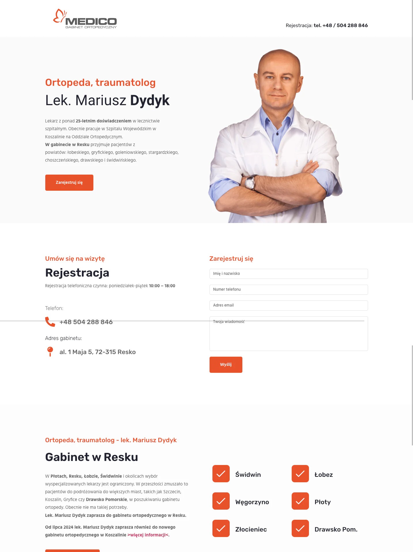 Budowa strony internetowej dla gabinetu ortopedycznego w Resku | Wordpress, formularz kontakowy
