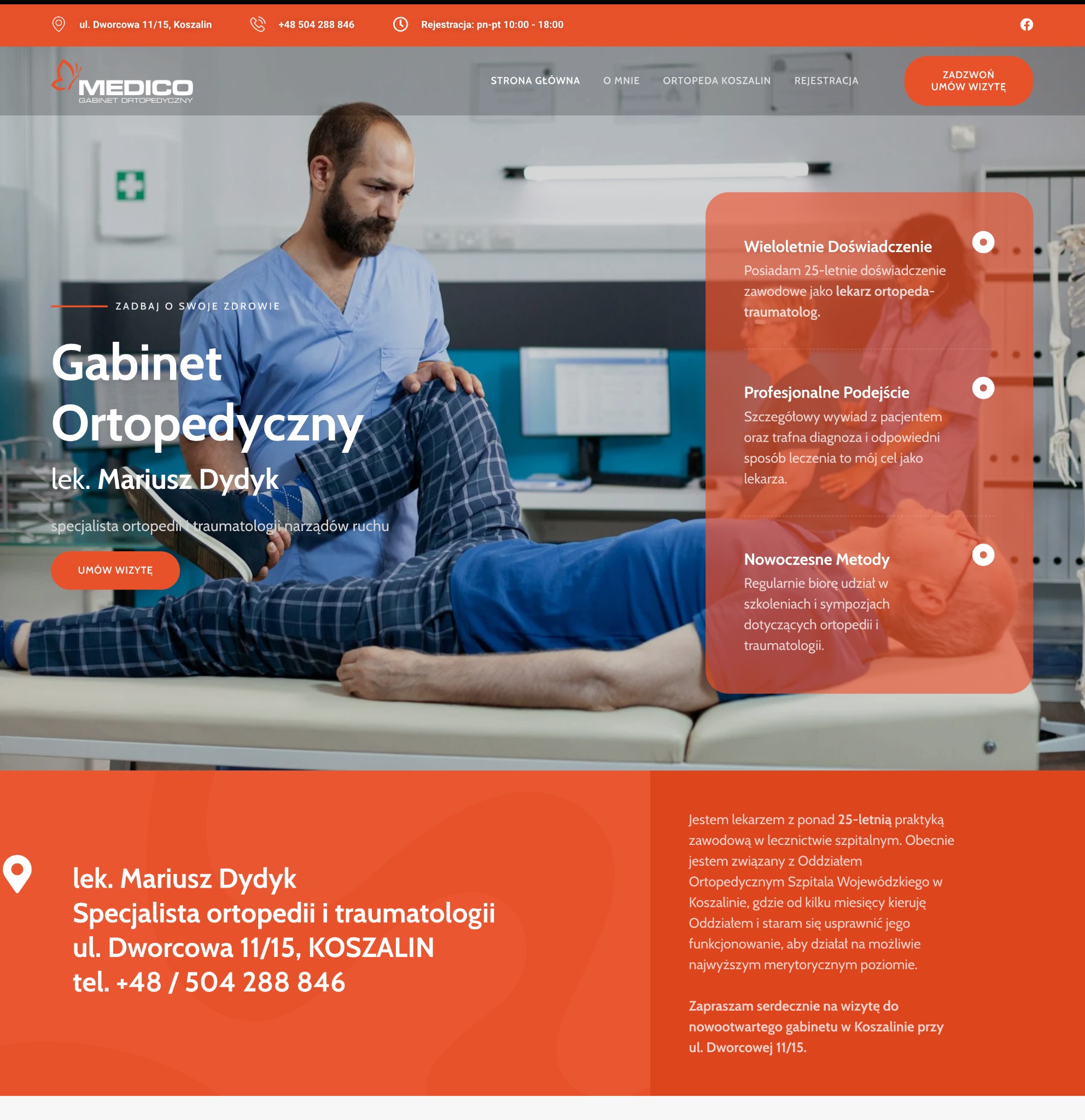 Budowa strony dla gabinetu ortopedycznego w Koszalinie | Wordpress