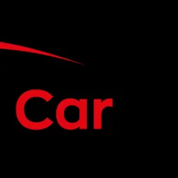 Czerwone logo 'Car' na czarnym tle z czerwoną falą u góry.
