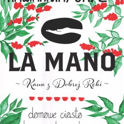 Plakat dla kawiarni La Mano w Zakopanem- grafika manualna