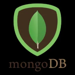 Logo MongoDB: zielony liść w brązowej tarczy z zieloną obwódką, nazwa 'mongoDB' poniżej.