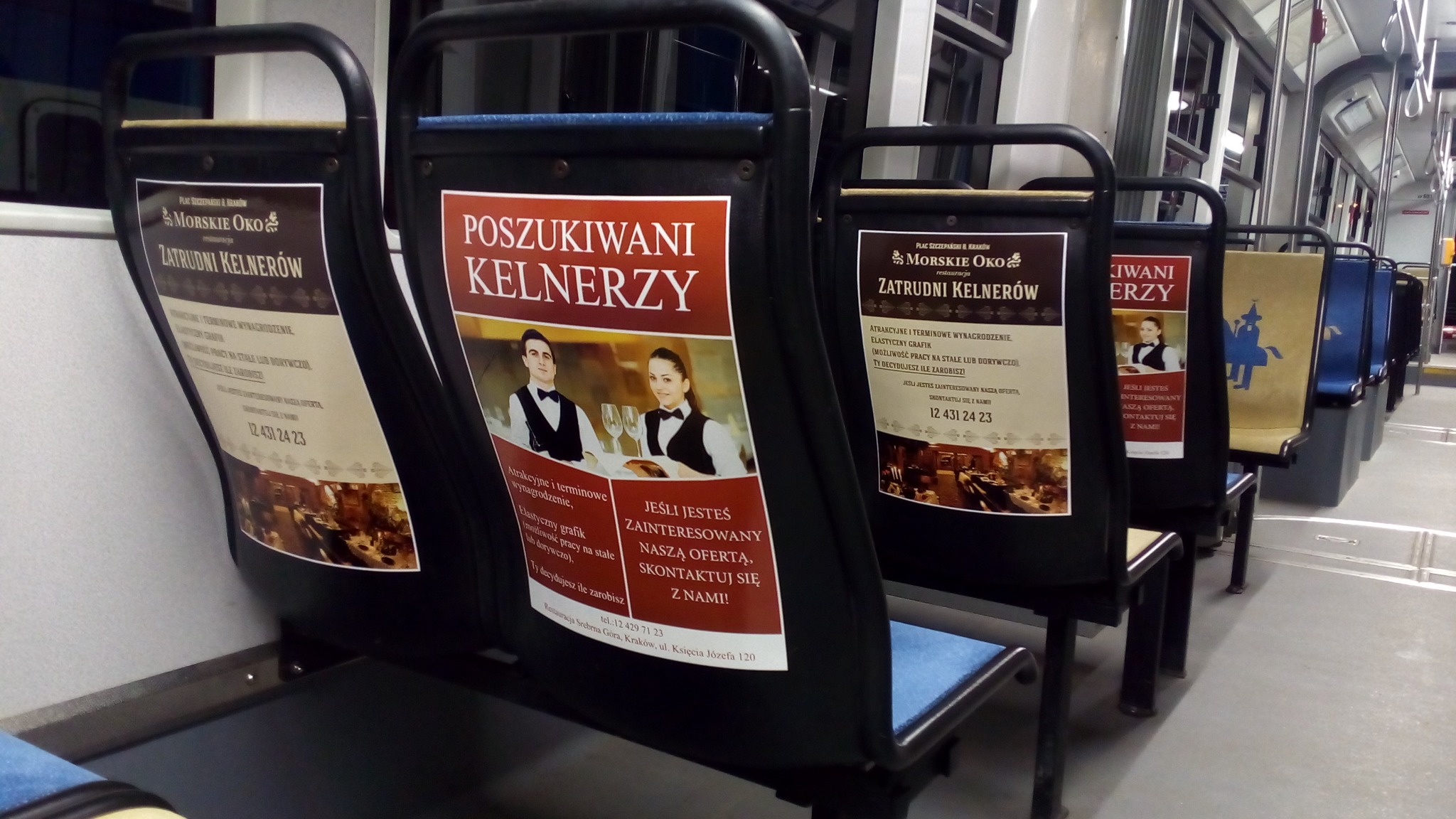 Reklama w tramwajach w Krakowie - oferty pracy, Restauracja Morskie Oko