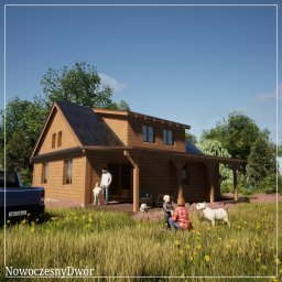 Drewniany dom wiejski przebudowany na potrzeby nowych właścicieli.