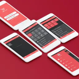 Ekrany smartfonów prezentujące interfejs aplikacji mobilnej do robienia zakupów spożywczych, z widocznymi kategoriami produktów i opcjami logowania.