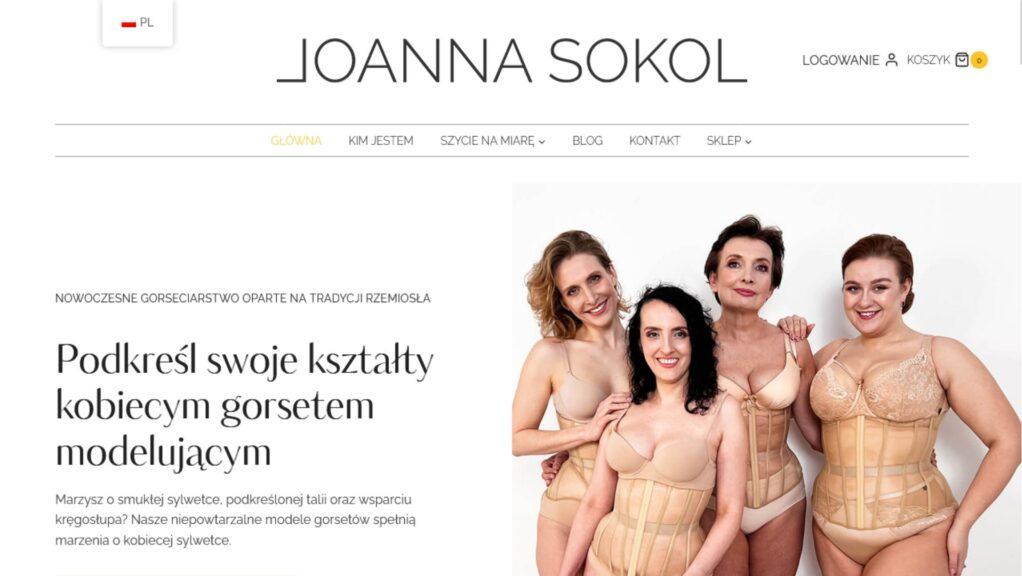 Sklep z gorsetami zrealizowany dla Joanny Sokół