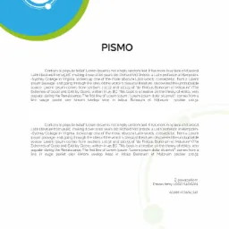 Firmowy dokument z logo w lewym górnym rogu, zawierający tekst Lorem Ipsum, dane kontaktowe firmy i podpis prezesa.