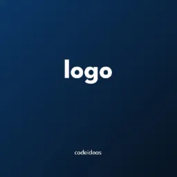 Minimalistyczne logo 'codeideas' na gradientowym, ciemnoniebieskim tle, stworzone w Świdnicy.