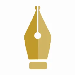 Złota, stylizowana ikona pióra wiecznego na białym tle, symbolizująca precyzję i profesjonalizm w usługach księgowych.