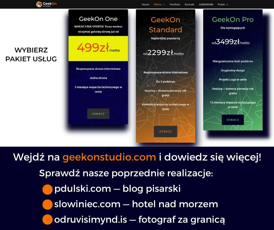 Sprawdź pakiety usług GeekOn Studio :D