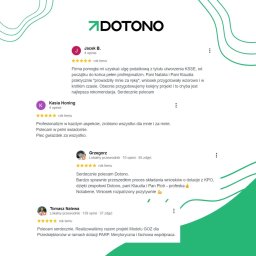 Dotono - Opinie klientów o firmie Dotono, specjalizującej się w dotacjach i ulgach podatkowych. Pozytywne rekomendacje podkreślają profesjonalizm i skuteczność.
