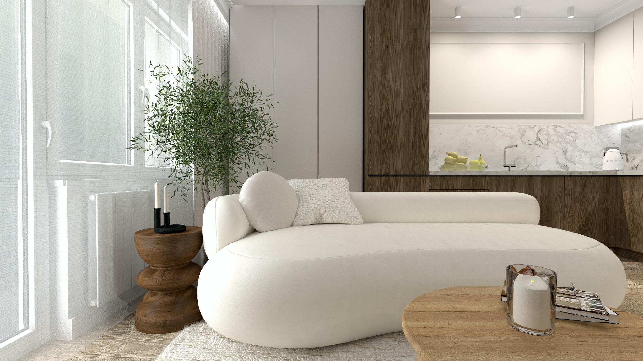 Salon z Kuchnią w Mieszkaniu