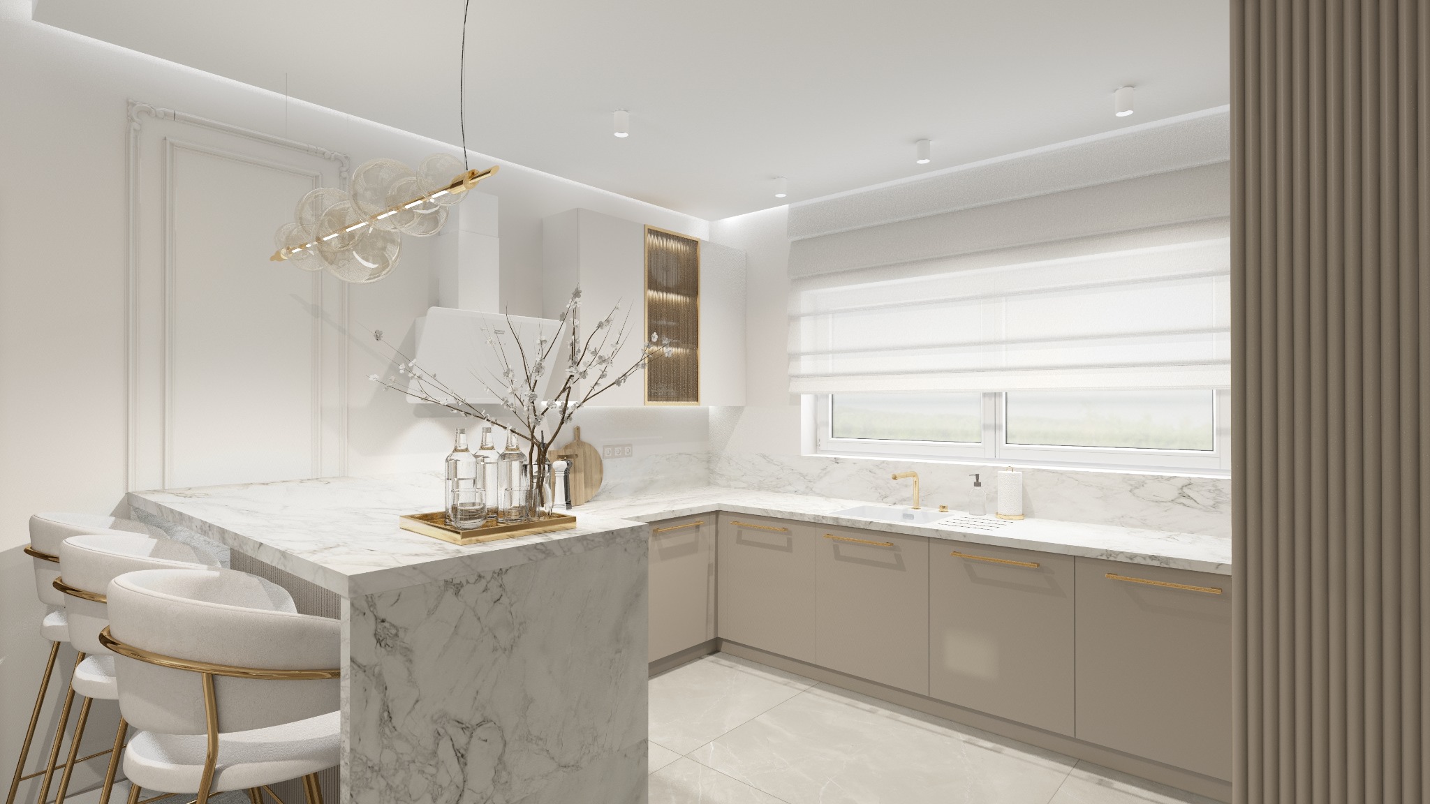 Jasna Kuchnia z Kamiennym Blatem