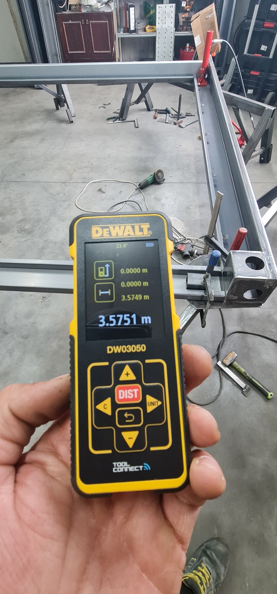 Przekątne ramy kontenera (2 ostatnie pomiary)