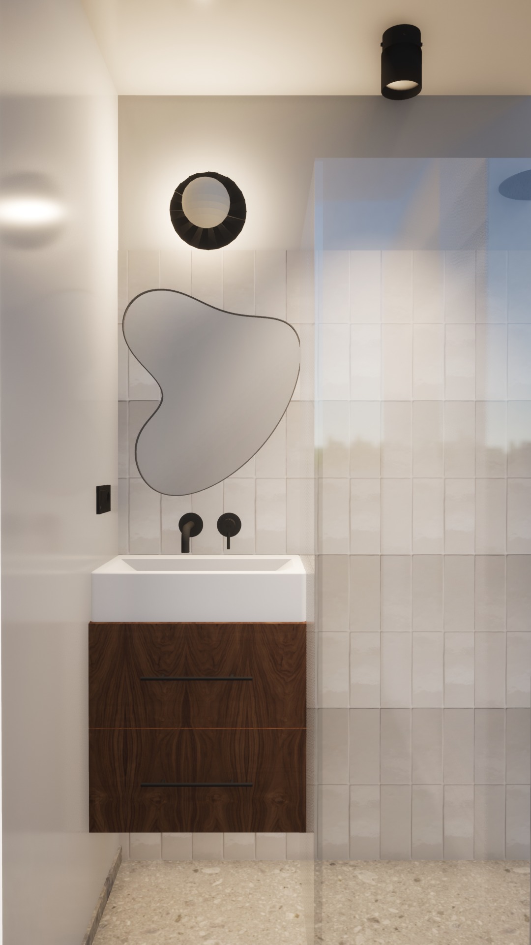 Wizualizacja małej łazienki w mieszkaniu w starej kamienicy