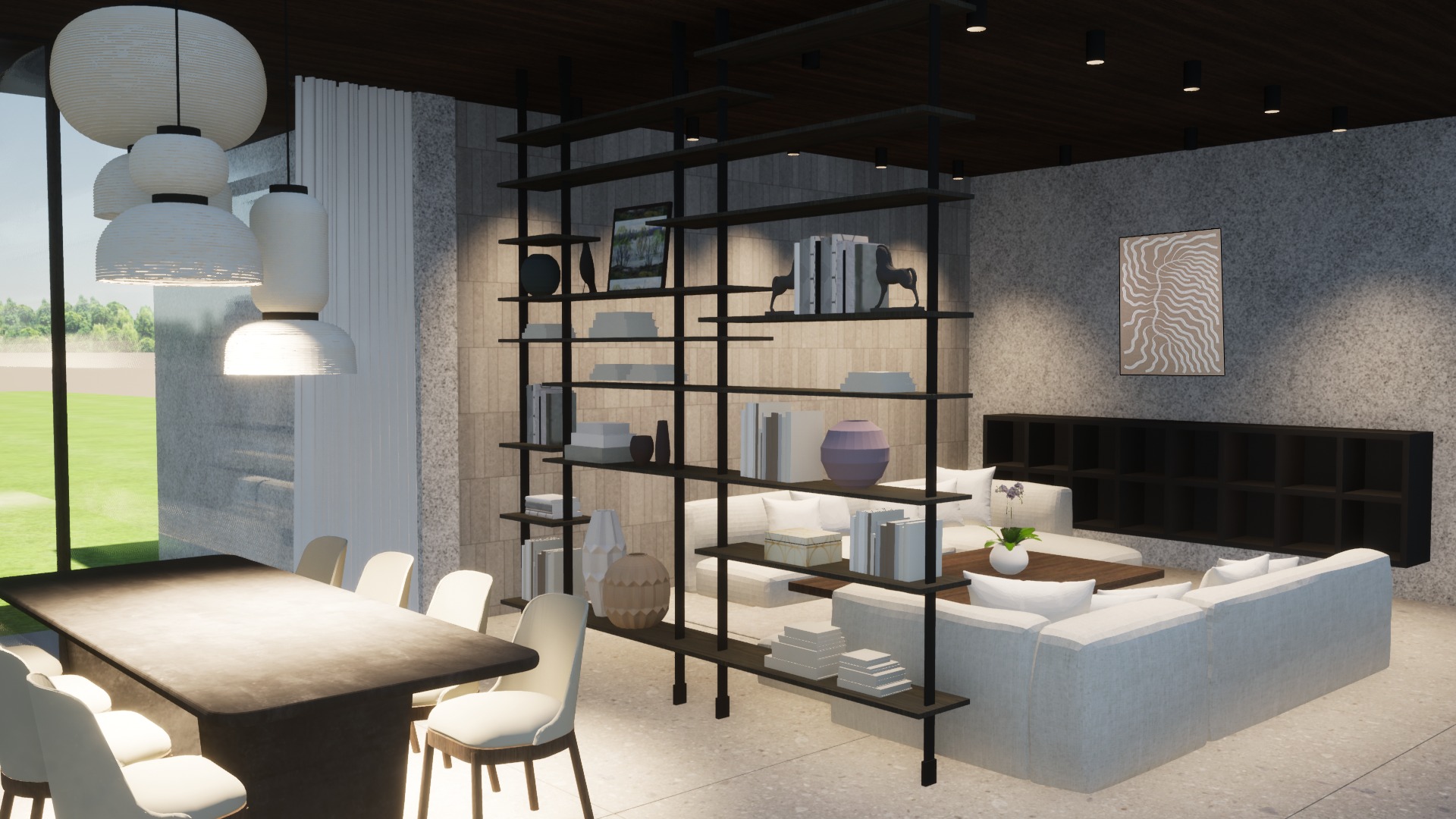 Wizualizacja salonu w domu jednorodzinnym