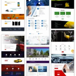 Kolaż zrzutów ekranu różnych stron internetowych, prezentujących różnorodność projektów: lombard, klinika, akwarium, sprzedaż aut, nieruchomości, myjnia samochodowa.
