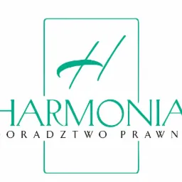 Logo firmy prawniczej Harmonia Doradztwo Prawne w kolorze turkusowym, stylizowana litera H w kwadratowej ramce.