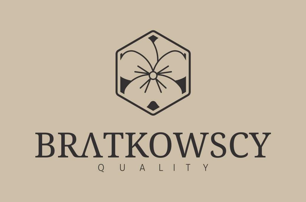 Logo firmy Bratkowscy z motywem kwiatowym w heksagonie i napisem 'Quality' poniżej nazwy.