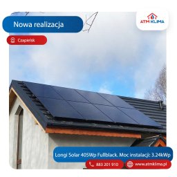 📍Miejscowość: Czapielsk
⚡️Moc: 3.24 kWp
🔅Model: Longi Solar 405Wp Fullblack
❗️Falownik: Huawei