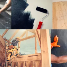 Montaż płytek podłogowych, malowanie wałkiem, układanie drewnianej podłogi, drewniane schody, budowa szkieletu domu, nakładanie gładzi na ścianę.