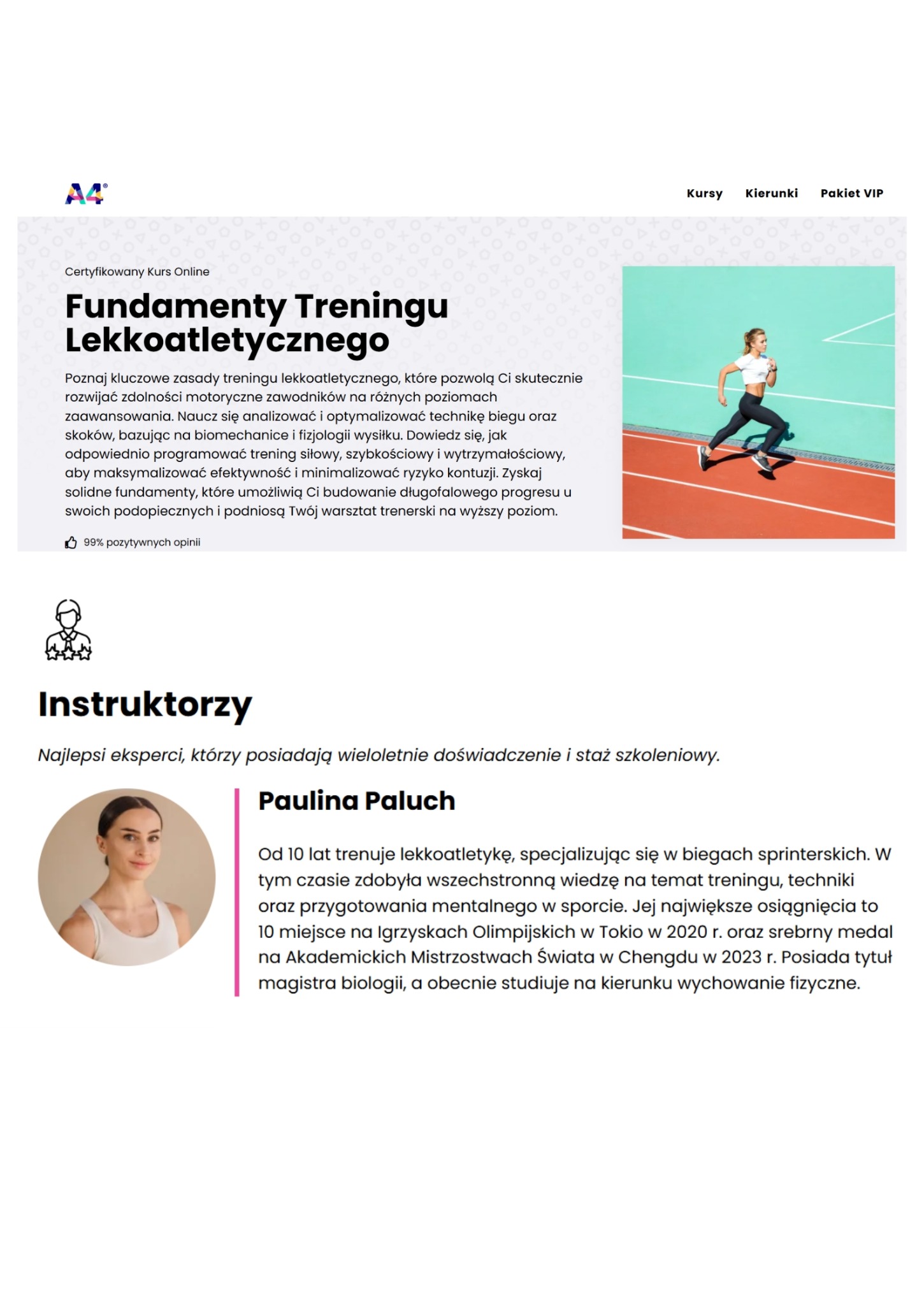 Jestem autorką własnego kursu - Fundamenty Treningu Lekkoatletycznego