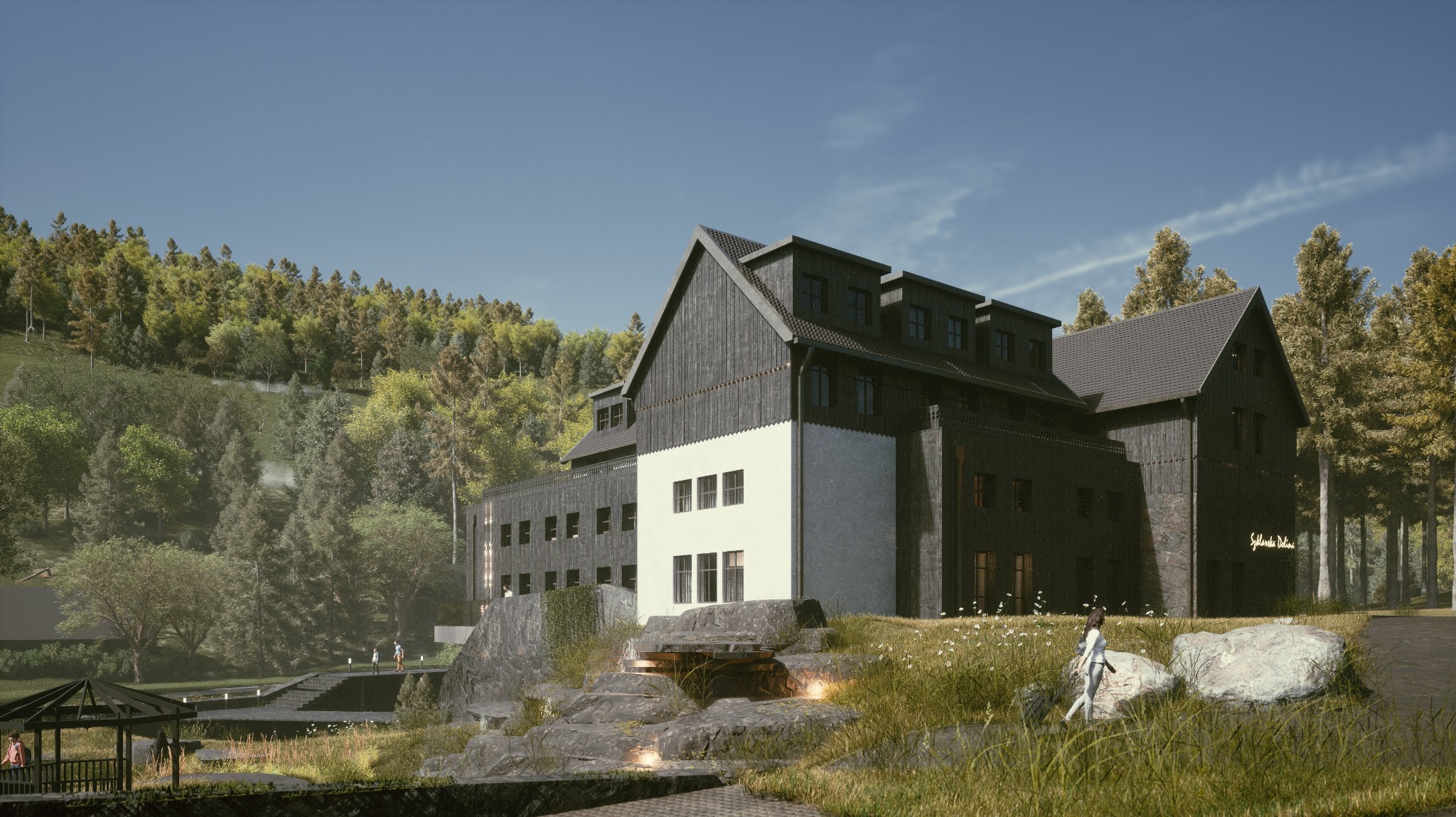 budynek hotelowy ze strefą basenową