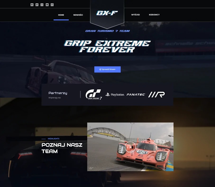 Realizacja strony dla drużyny e-sportowej