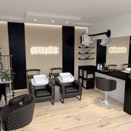 Salon fryzjerski w centrum Poznania w eleganckim, nowoczesnym stylu. Ponadczasowa czerń i ryflowane elementy dodają dobrego smaku