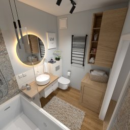 Elegancka łazienka w bloku z orientalnymi płytkami w mieszkaniu w Warszawie