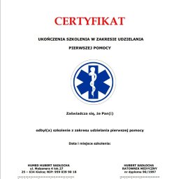 Certyfikat wydawany uczestnikom naszych szkoleń
