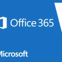 Logo Microsoft Office 365 na niebieskim tle, z charakterystycznym symbolem kwadratu i białym paskiem po prawej stronie.