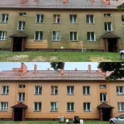 Czyszczenie, odgrzybianie, impregnacja elewacji Mycie na gorąco niskim ciśnieniem