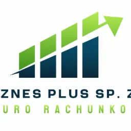 Logo firmy PT Biznes Plus Sp. z o.o. Biuro Rachunkowe z graficznym symbolem wzrostu słupkowego w kolorach zieleni i granatu.