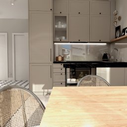 wizualizacja kuchnia i salon w stylu paryskim- Iława 