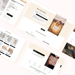 Z każdej strony Małgorzata Lubik - Fragment strony internetowej z elementami e-commerce, prezentujący ofertę produktów, sekcję 'O mnie' z fotografią uśmiechniętej kobiety w żółtej bluzie trzymającej notes, oraz sekcję 'Dla firm'...