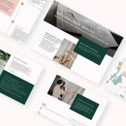 Makieta strony internetowej prezentująca ofertę firmy zajmującej się rewitalizacją kamienic w Poznaniu, z widocznymi elementami graficznymi, tekstem i zdjęciami prezentującymi budynki i zespół...