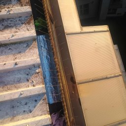 Rynna po naprawie, uszczelnieniacz dekarski z wulkanizacją
