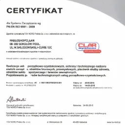 Certyfikat zarządzania zespołem osób z programu CLARsystem w zakresie profesjonalnego podejścia do klienta