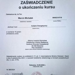 Państwowy Instytut Badawczy, zaświadczenie o ukończeniu kursu. 