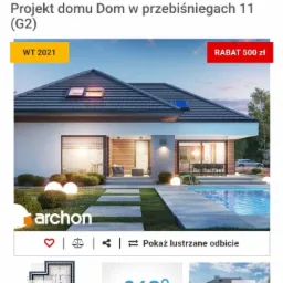 Wizualizacja projektu nowoczesnego domu jednorodzinnego z płaskim dachem, dużymi przeszkleniami i basenem w ogrodzie, prezentowana na stronie internetowej firmy architektonicznej.