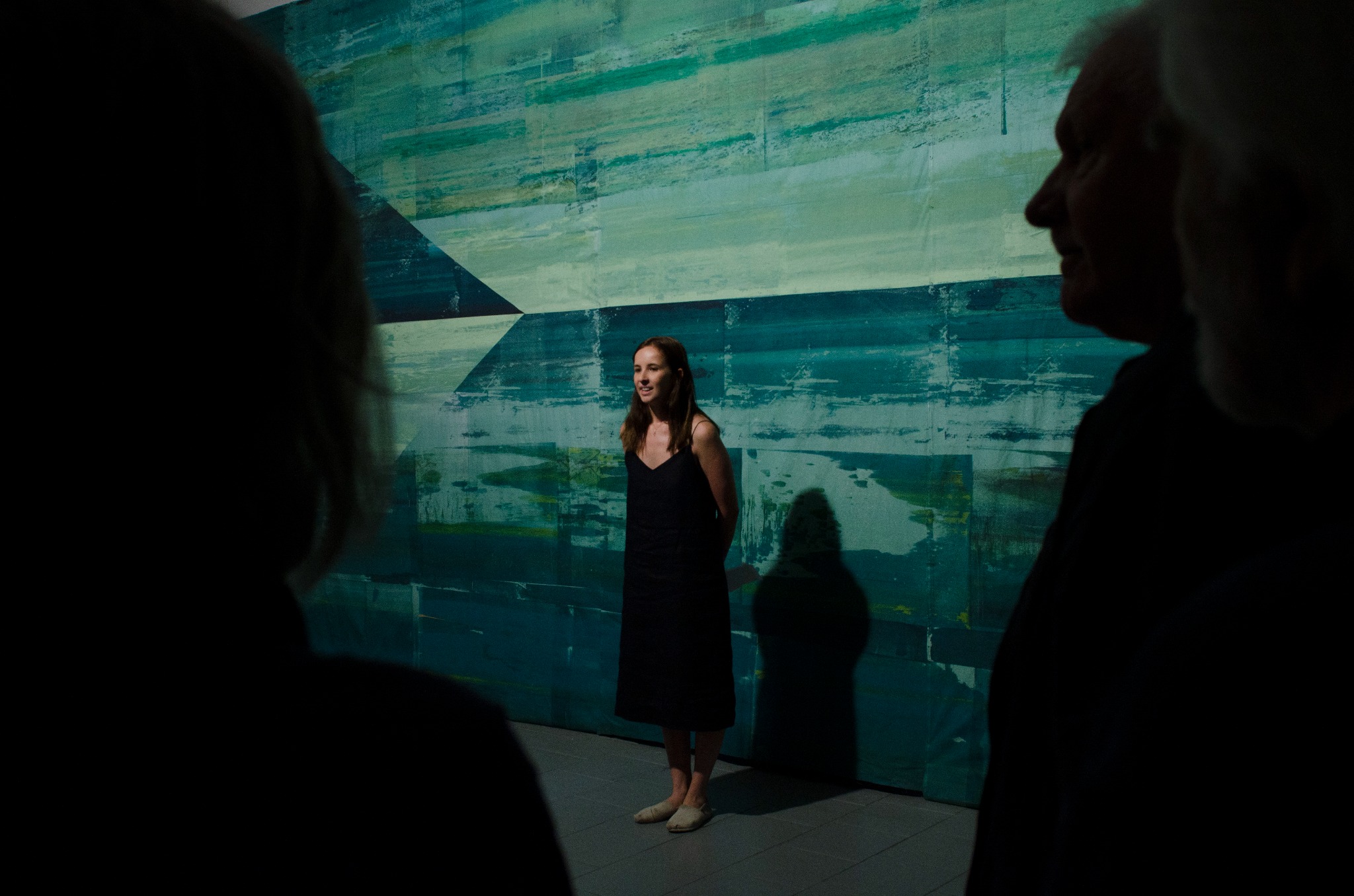 obrona dyplomu - serigrafia 'Atlantyda. Pamięć Raju Utaconego' - ręcznie wykonany sitodruk w formacie 340cm x 740cm