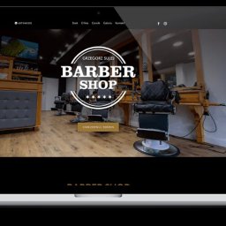 TRUST DEAL - Responsywna strona internetowa barber shopu na laptopie i smartfonie. Wnętrze salonu, logo 'Grzegorz Sulej Barber Shop' i przycisk 'Zarezerwuj termin'.