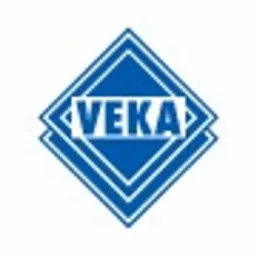 Logo firmy Veka w kształcie rombu, w kolorze niebieskim, na białym tle.