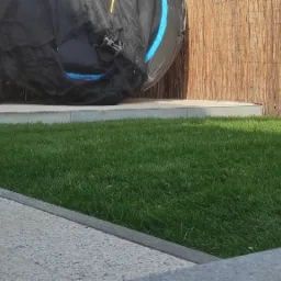 Nowa nawierzchnia, trawa z rolki i nasadzenia